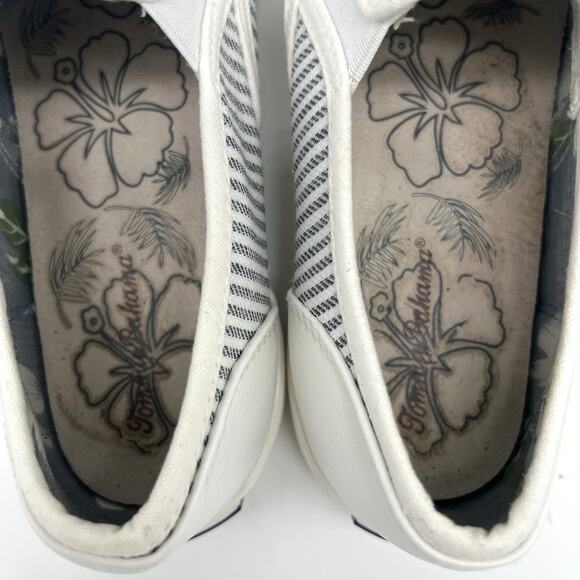 Tommy Bahama Women’s 6 Canvas Shoes Sneaker White Navy Striped Boat Slip On - Picture 5 of 7